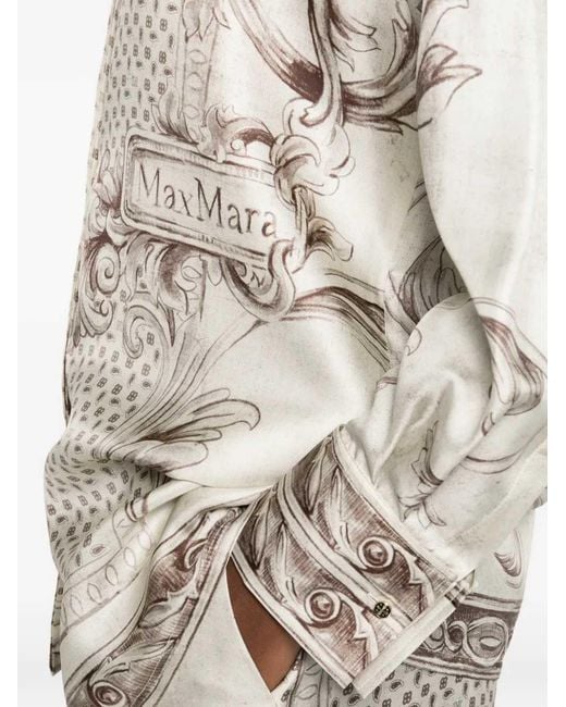 Max Mara White Printed Silk Twill Shirt