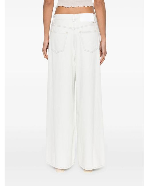 Jeans A Gamba Ampia Con Coulisse di MM6 by Maison Martin Margiela in White