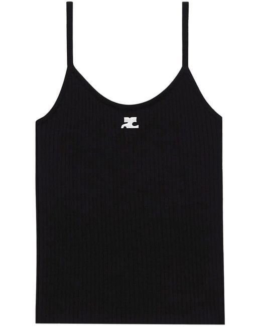 Courreges Black Ac Logo Ribbed Knit Tank Top