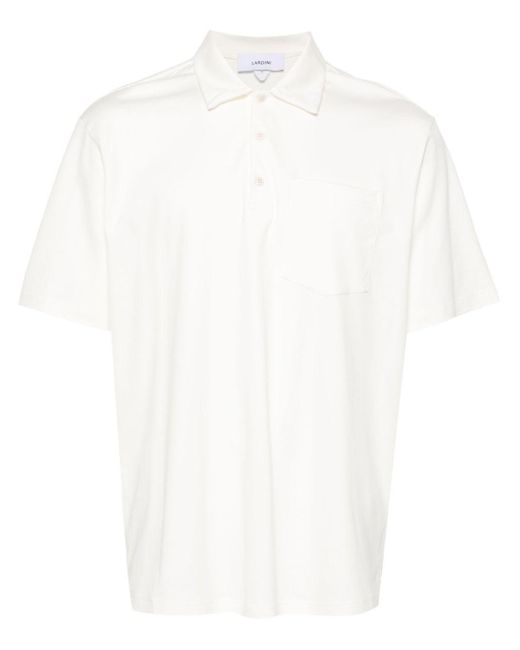 Lardini White Polo Shirt With Patch Pockets for men