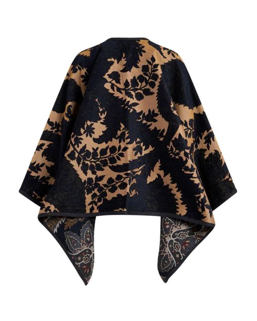 Etro Black Reversible Cape With Paisley Print