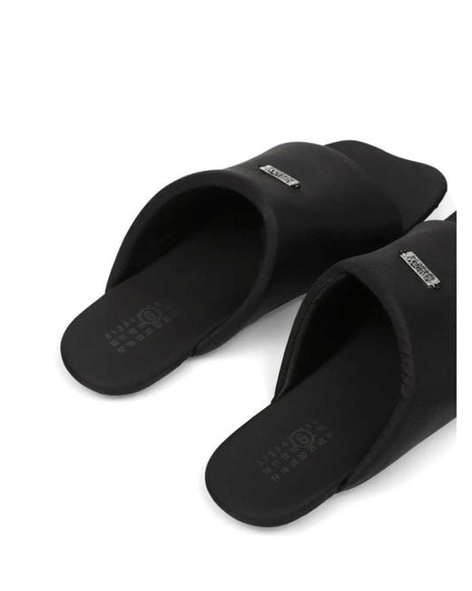 MM6 by Maison Margiela Black Sandals With Logo Plaque for men