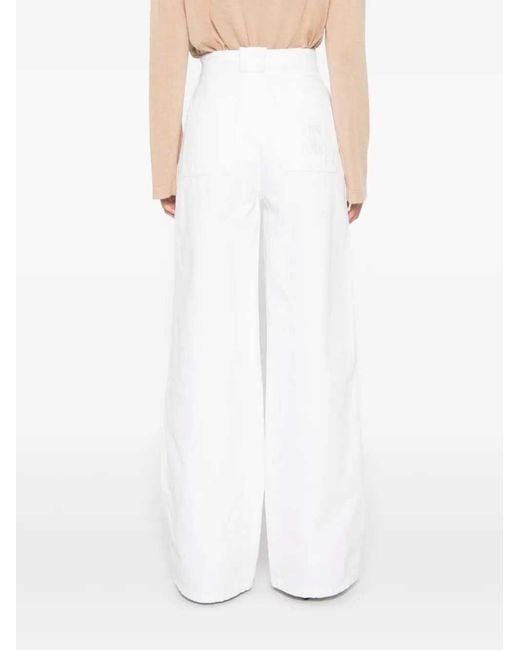 Max Mara White Wide-Leg Trousers