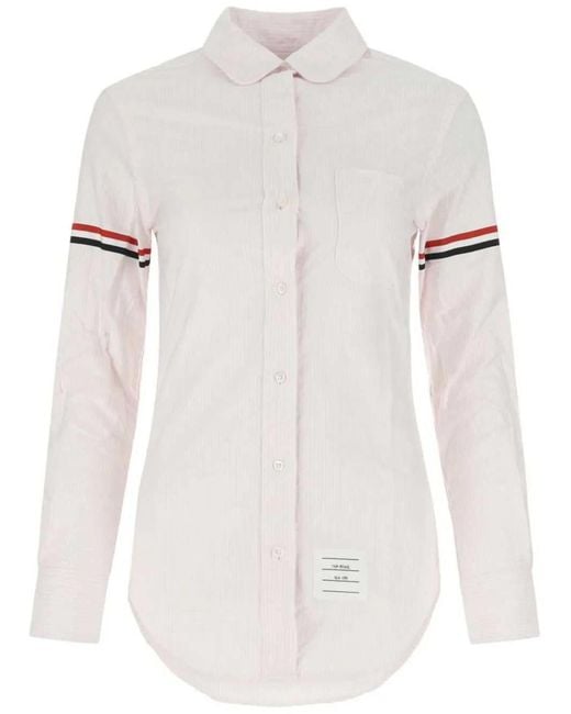 Thom Browne White Classic Button-Down Shirt With Striped Arm Bands