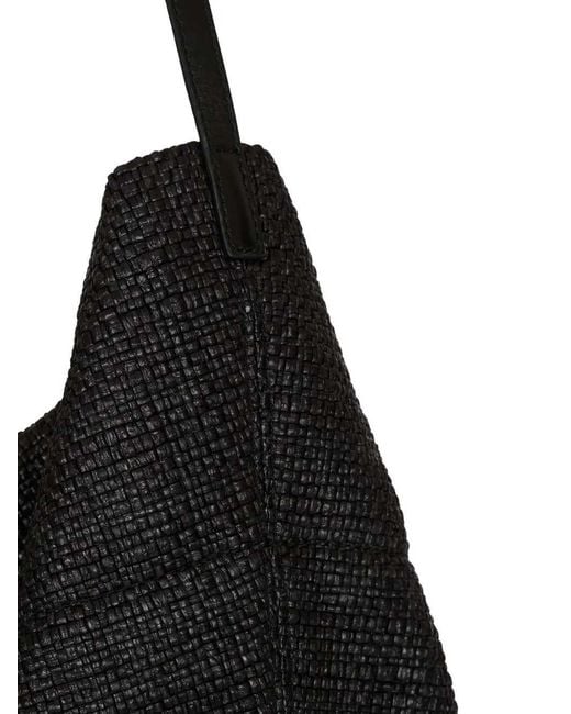 Balmain Black Track Raffia Tote Bag