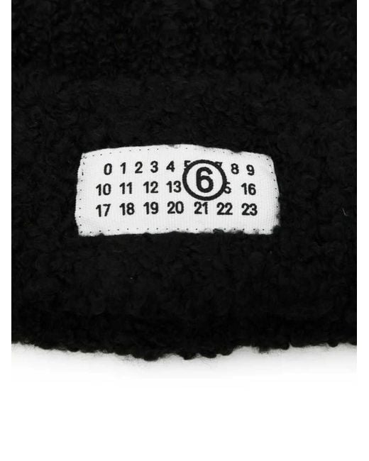 MM6 by Maison Margiela Black Beanie With Appliqué for men