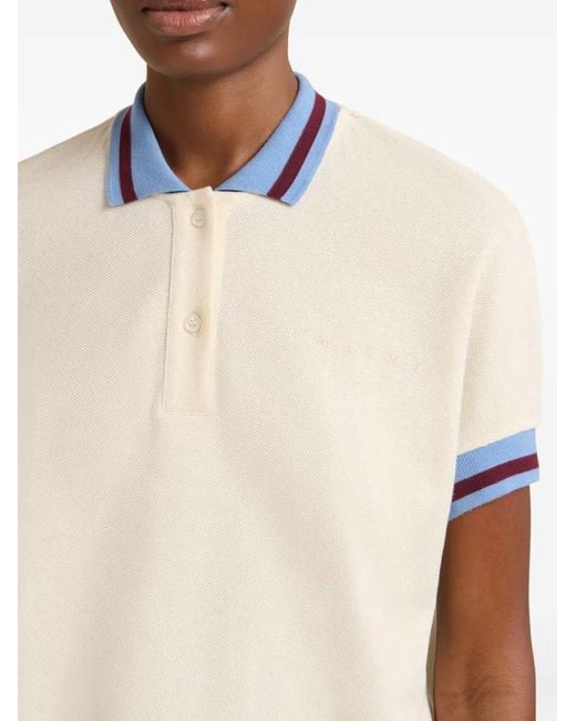 Marni White Polo Shirt With Striped Detail