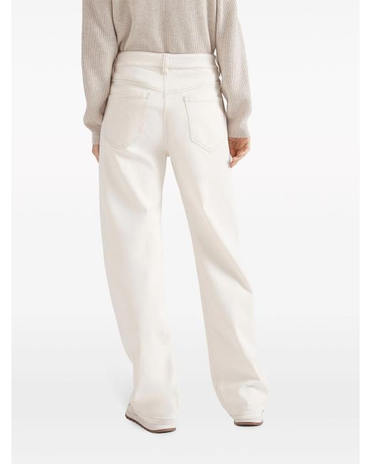 Brunello Cucinelli White Straight High-Waisted Jeans