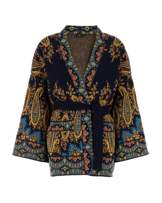 Etro Blue Paisley Print Cape