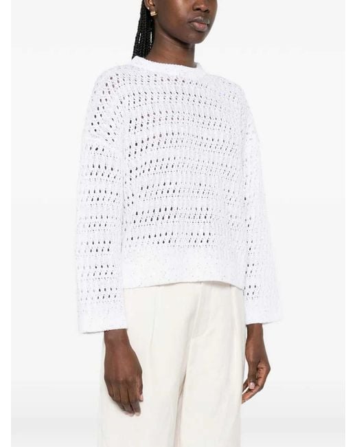 Brunello Cucinelli White Crewneck Sweater