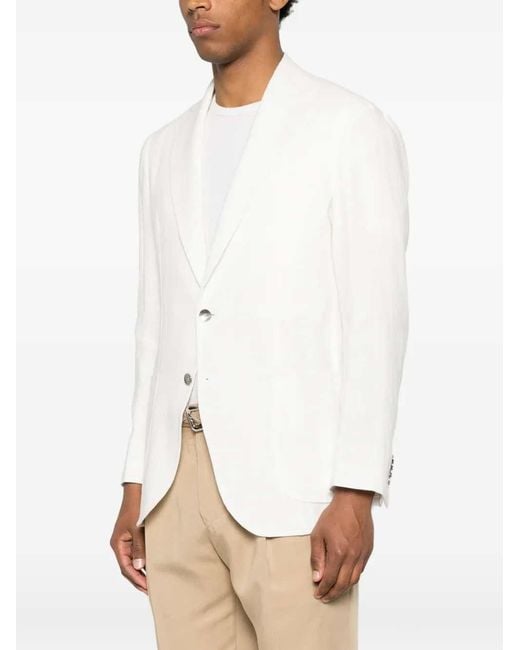 Sartorio Napoli Gray Single-Breasted Linen Blazer for men