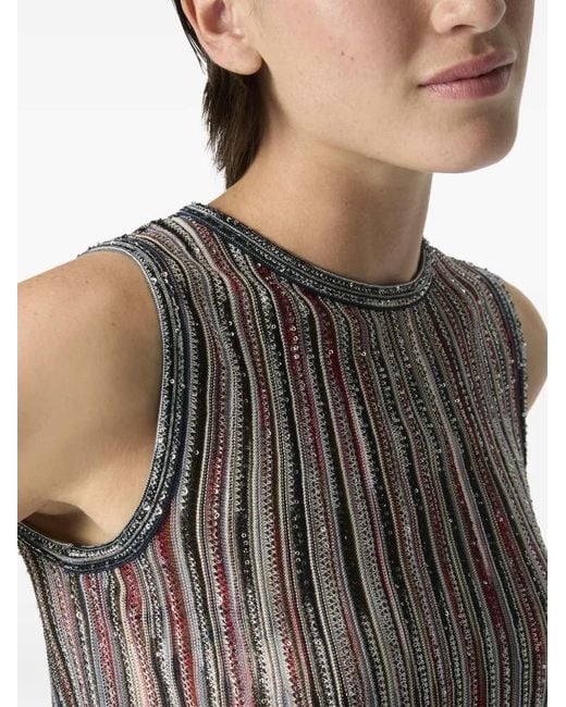 Missoni Brown Striped Top Decorated With Sequins