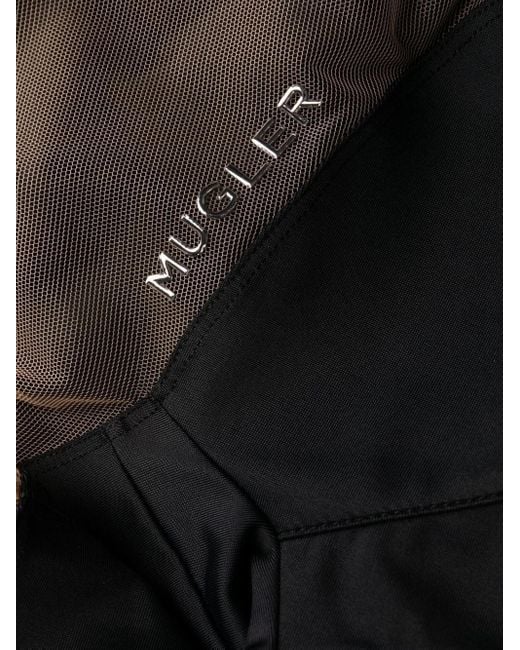Mugler Black Long Sleeve Illusion Bodysuit