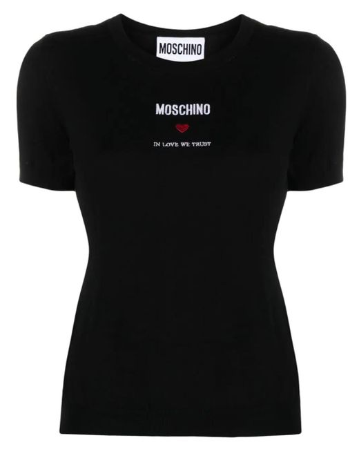 Moschino Black Top With Embroidery