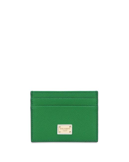 Dolce & Gabbana Green Dauphine Leather Card Holder