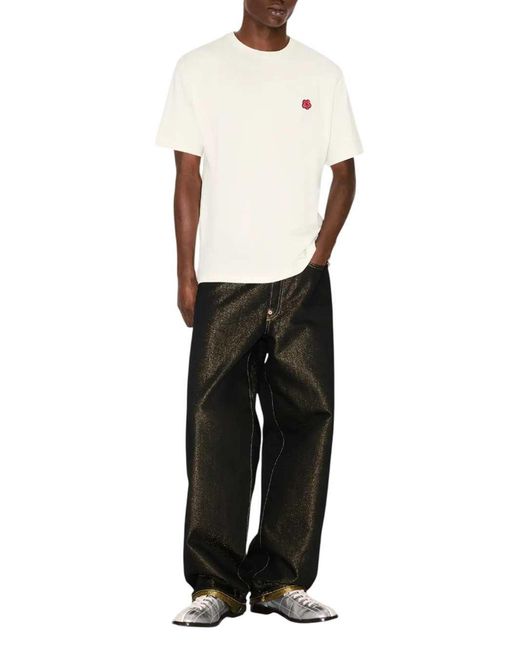 KENZO Black Wide-Leg Jeans With Cuffs for men