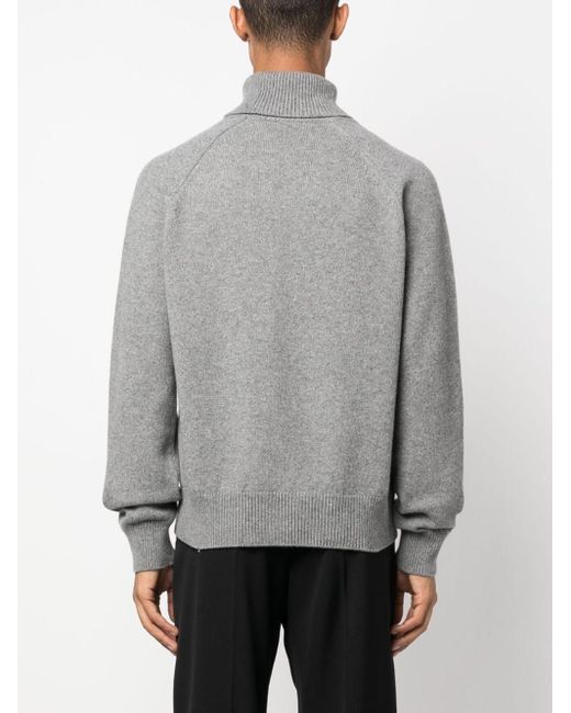 KENZO Gray Wool Turtleneck Sweater With Boke Flower for men