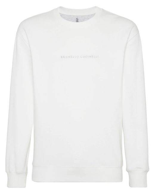 Brunello Cucinelli White Sweatshirt With Embroidery for men