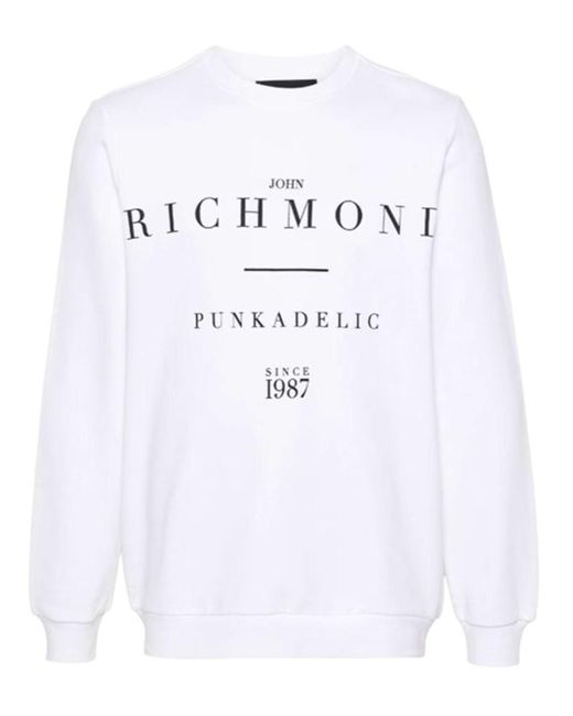 John Richmond Blue Sweatshirt With Graphics On The Front for men