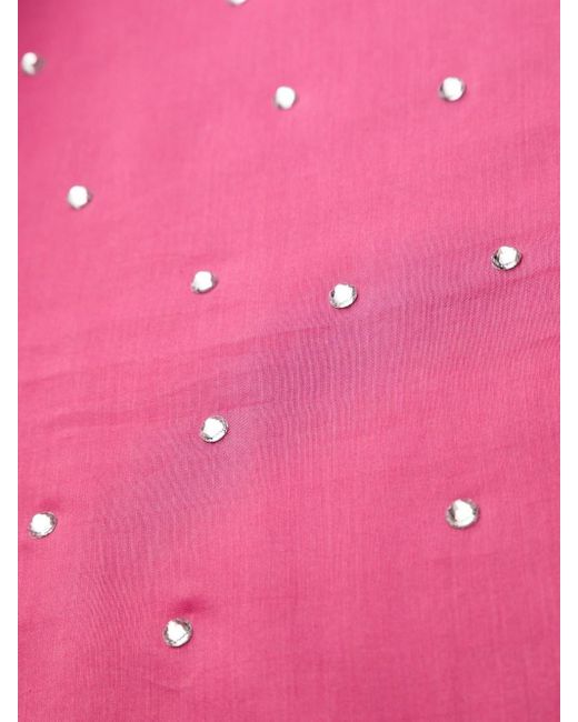 Oseree Pink Miniskirt Decorated With Crystals