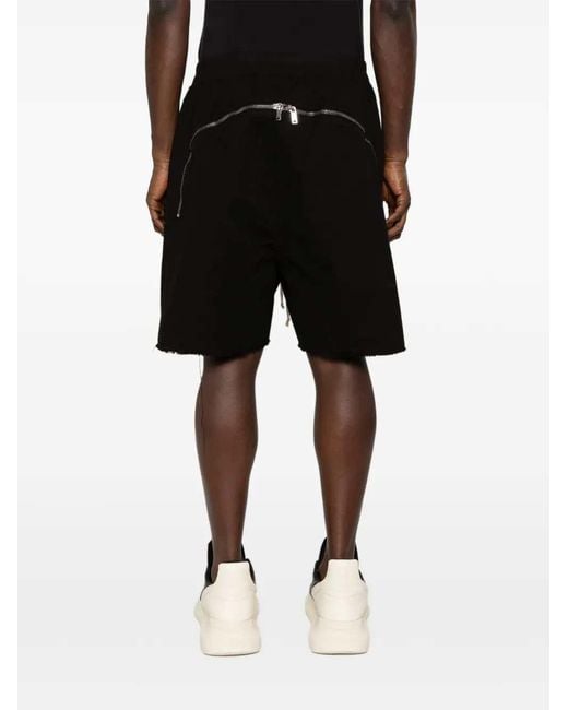 Rick Owens Black Frayed Hem Drawstring Shorts Size S for men