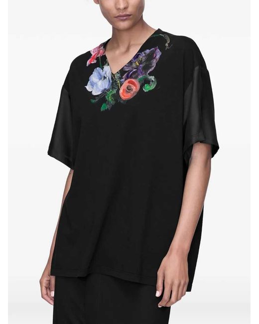 Maison Margiela Black Floral T-Shirt for men