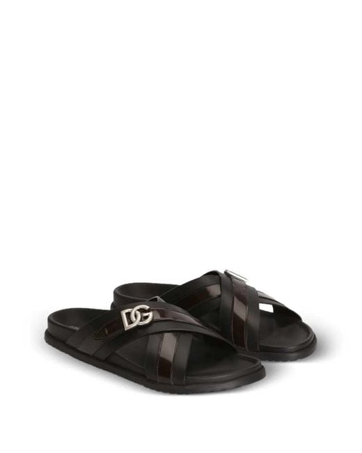 Dolce & Gabbana Black Dolce & Gabbana Animal-Print Sandals for men