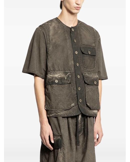 Uma Wang Gray Coat With Buttons And Pockets for men
