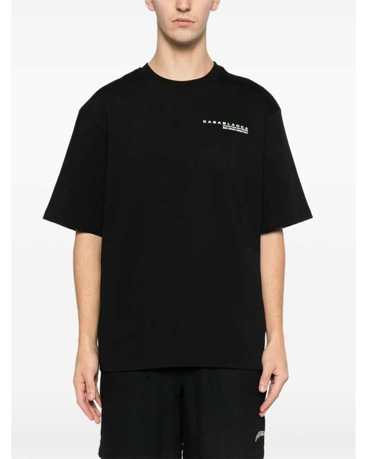 Casablanca Black Patterned Organic Cotton T-Shirt for men
