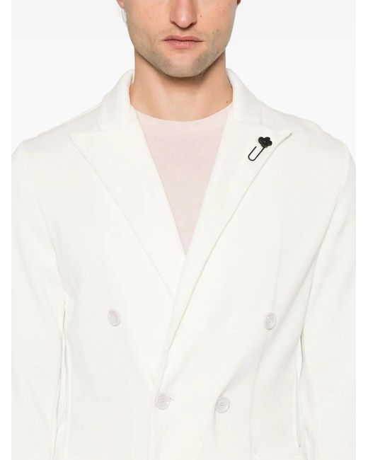 Lardini White Knitted Blazer for men
