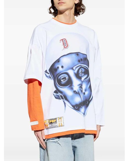 PDF Blue Crew-Neck T-Shirt With Print for men