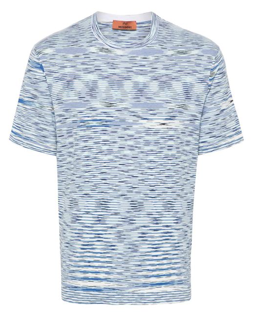 Missoni Blue Cotton T-Shirt With Dash Print for men
