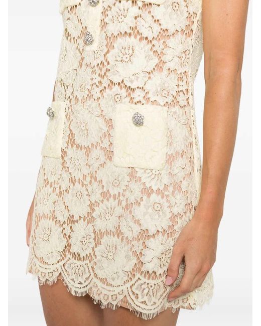 Self-Portrait Natural Short Dress With Embellishment