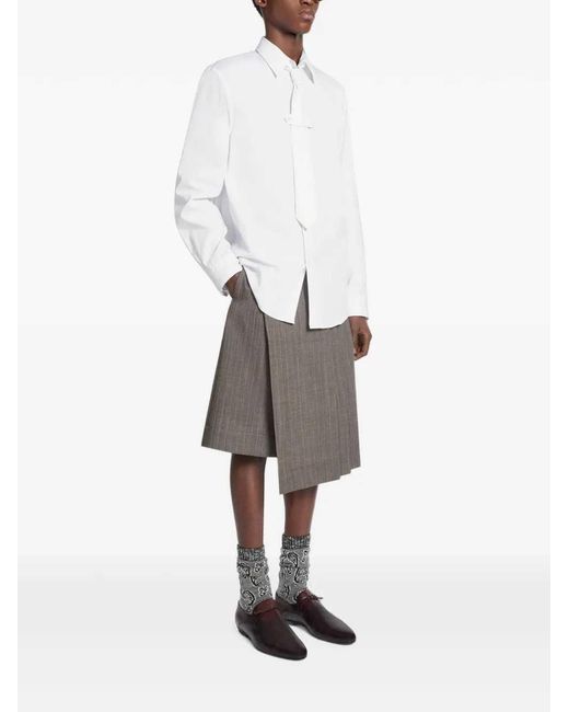 Dries Van Noten White Classic Cotton Shirt With Tie for men