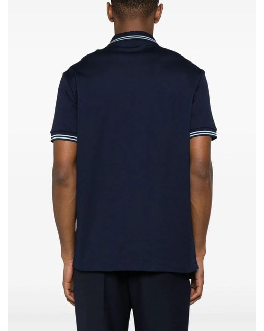 Versace Blue Polo Shirt With Medusa Embroidery for men