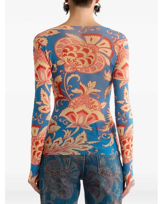 Etro Blue Floral Top