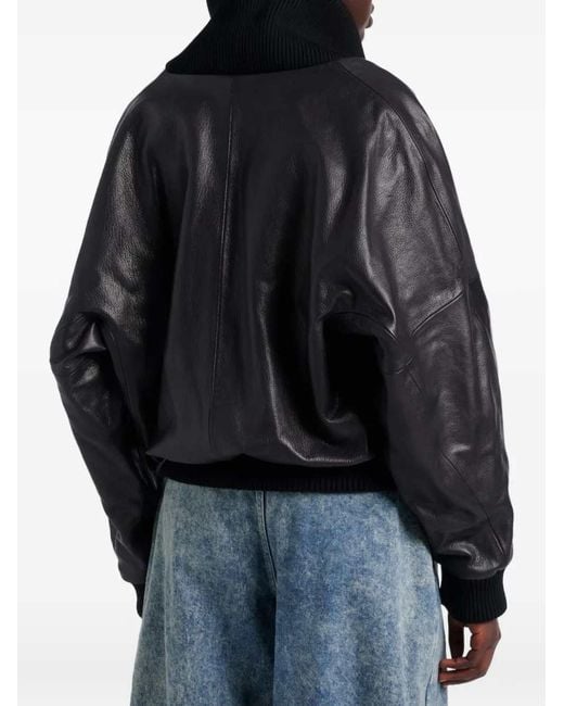 Magda Butrym Black Ribbed Leather Jacket