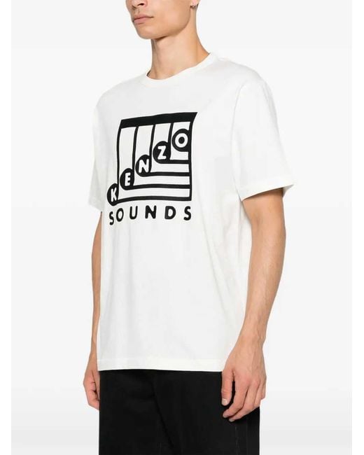 KENZO White Sounds T-Shirt With Embroidery for men