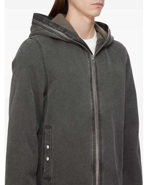 Rick Owens Gray Hooded Zip-Up Jacket for men