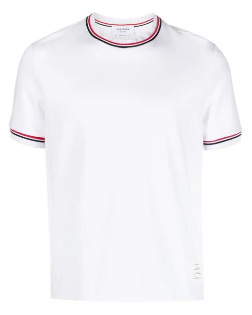 Thom Browne White Crew-Neck T-Shirt With Application for men