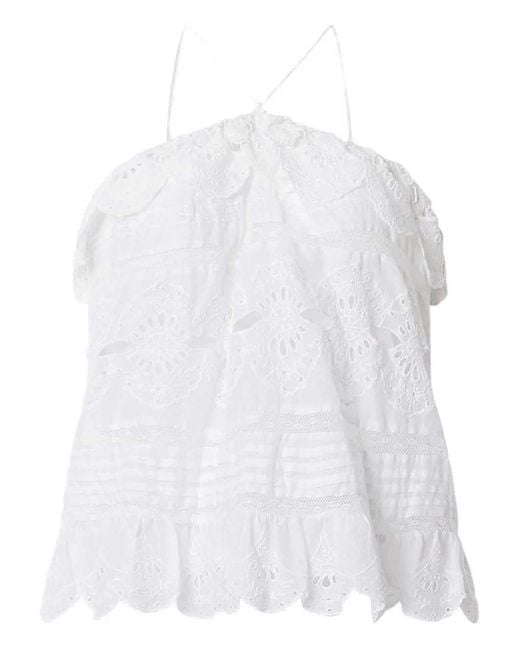 Isabel Marant White Prisha Ruffled Top