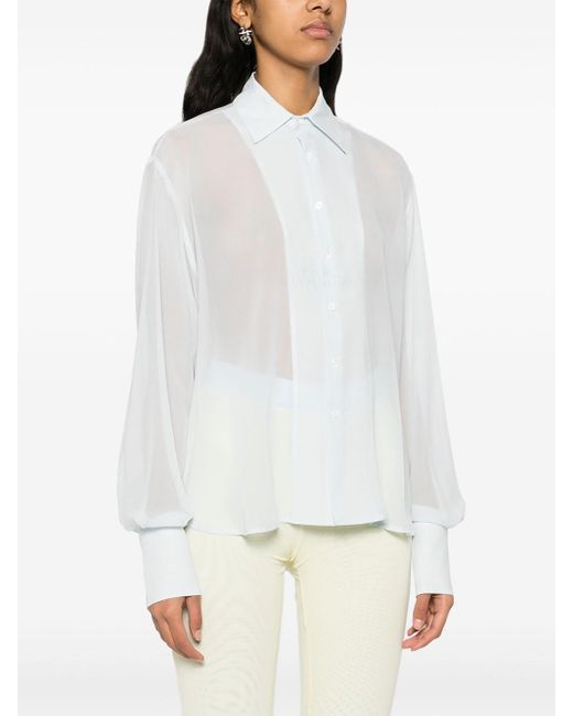 Gcds White Silk Georgette Shirt
