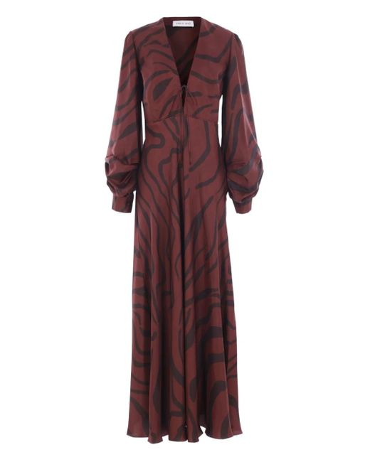 Raquel Diniz Purple Silk Midi Dress With Deep V-Neckline