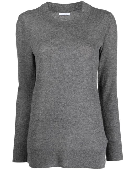 Malo Gray Crew-Neck Sweater With Mélange Effect