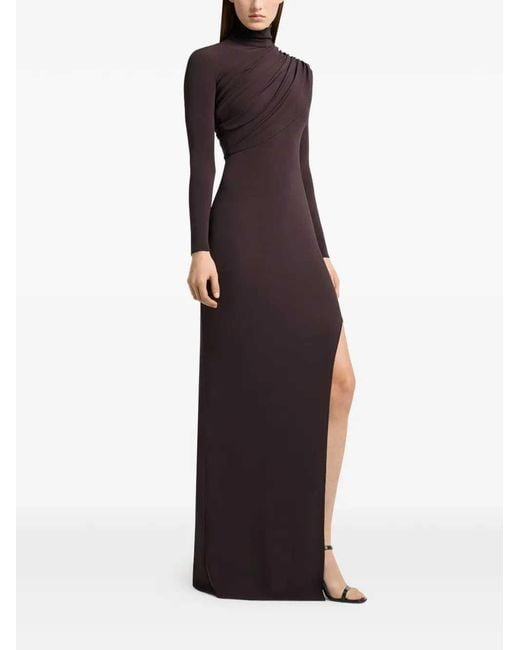 Courreges Red Long Jersey Dress With Cable-Knit Details