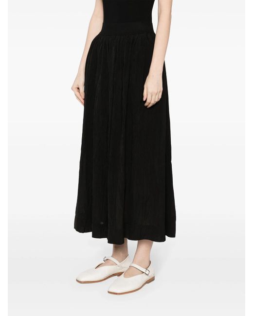Uma Wang Black Long Skirt With Pleats