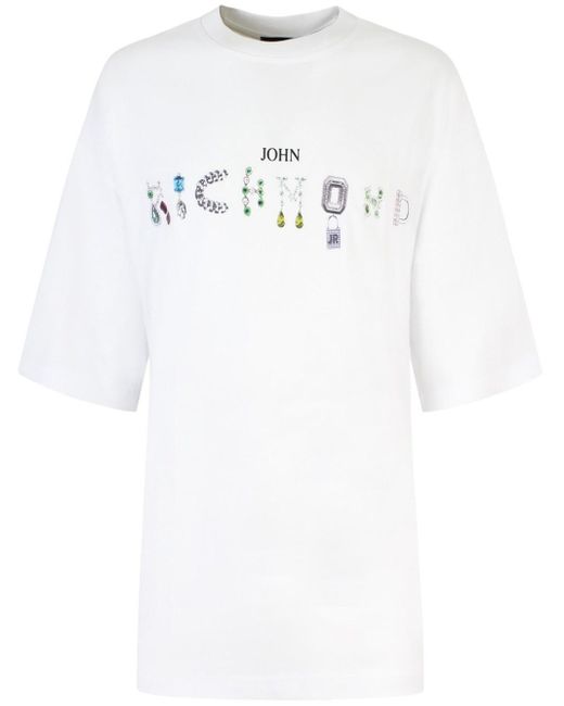 John Richmond White T-Shirt With Central Logo for men