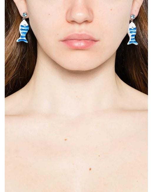 Marni Blue Fish Drop Earrings