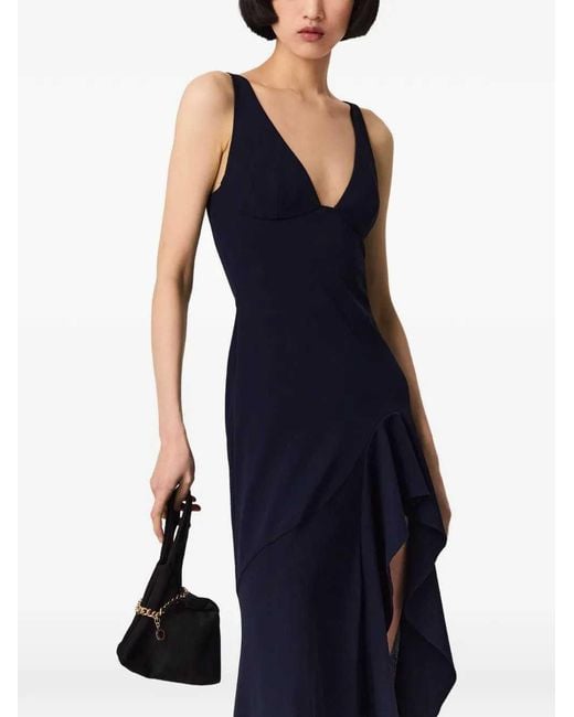 Stella McCartney Blue Asymmetric Dress With Ruffles