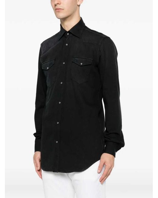 Sartorio Napoli Black Shirt With Buttons for men